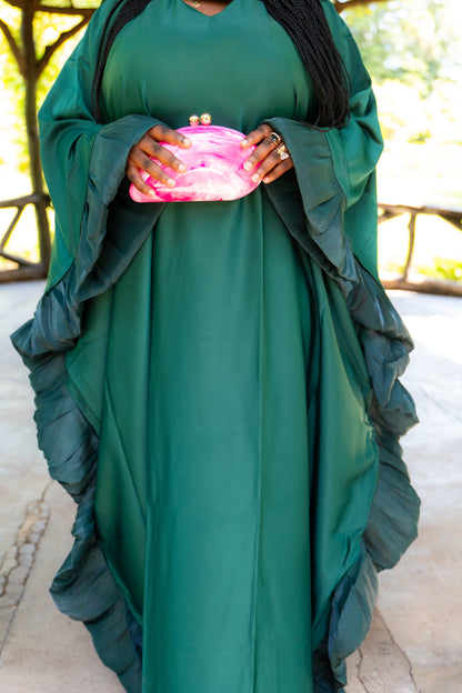 Abaya Butterfly mit Hijab - Grün