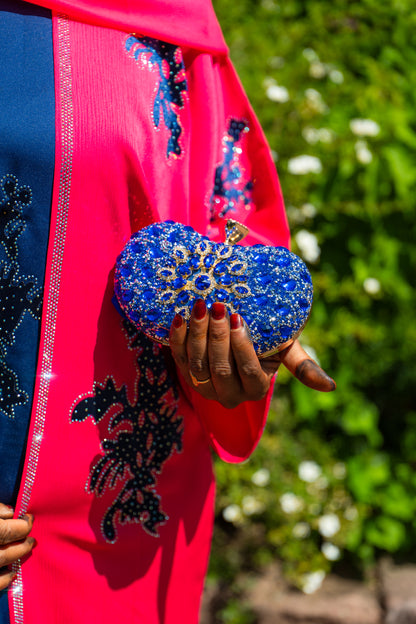 Abaya mit Hijab und Kimono - Pink/Blau