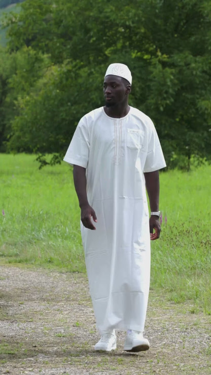 Gebetskleid für Herren mit orientalischen Details - Weiß