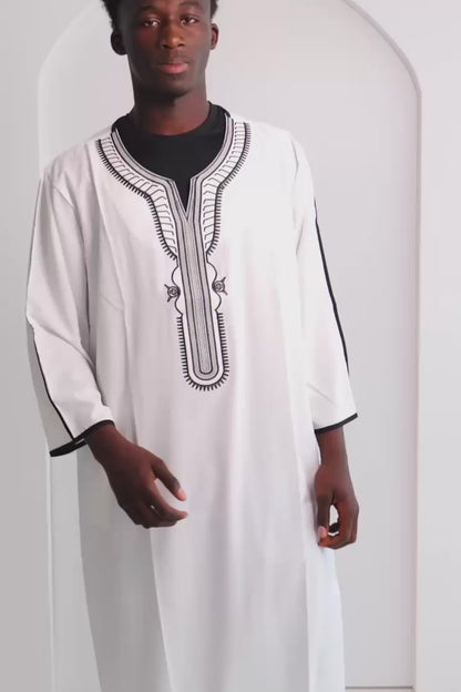 Gebetskleid für Herren - Weiss/Schwarz