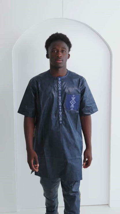 Afrikanische Festkleidung für Herren Nachtblau - Saidou