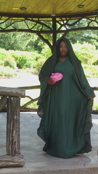 Abaya Butterfly mit Hijab - Grün