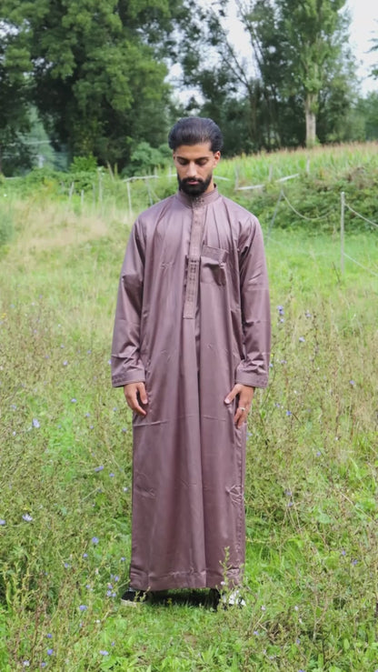 Gebetskleid für Herren mit Kragen - Braun